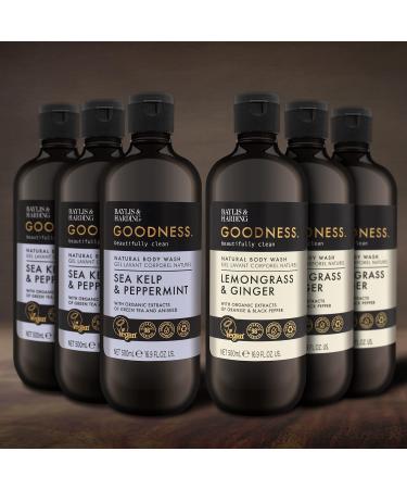 Baylis & Harding Goodness Body Wash Bundle 6x500ml - Sea Kelp & Peppermint, Lemongrass & Ginger | Vegan Friendly - Buy Online on GoSupps.com