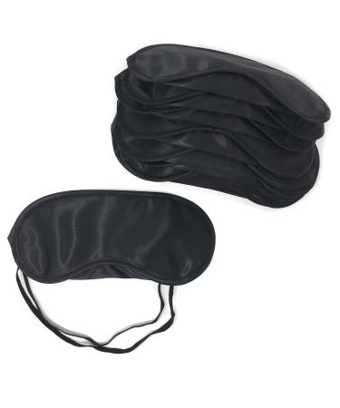Honbay 10PCS Black Eye Masks Satin Blindfold with Nose Pad for Travel Game Party Rest Sleeping and so on