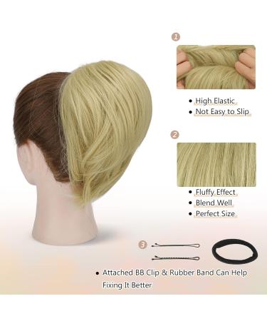 BARSDAR HAARDIAD Hair Extensions - Straight Synthetic Short Ponytail Rolls & Hair Jewelry Scrunchie for Women - Ash Brown & Bleaching Blonde (20cm) - Buy Online on GoSupps.com