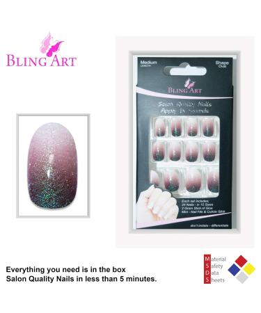 Shop Bling Art Red Brown Gel Ombre False Nails - 24 Premium Oval Artificial Nails with Glue - Perfect for Stunning Nail Art - Buy Online on GoSupps.com