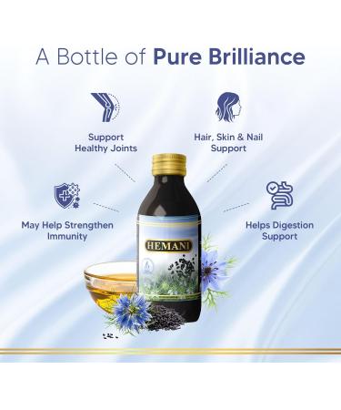 Hemani Black Seed Oil 125 ML - 4 FL OZ - First Cold Pressed - Alcohol Free - Solvent Free - Immunity Booster - Black Cumin Seed Oil from 100% Halal Genuine Nigella Sativa - Buy Online on GoSupps.com