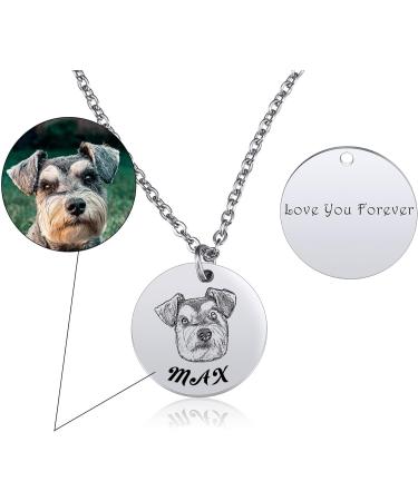 Memediy Personalized Pet Portrait Necklace - Engraved Silver Remembrance Gift for Dog & Cat Lovers - Buy Online on GoSupps.com