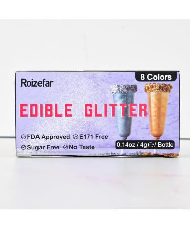RoizeFar Edible Glitter Set - 8 Colors Tasteless Powder for Cakes & Drinks | Perfect for Easter Christmas Oktoberfest & Cocktails - Buy Online on GoSupps.com