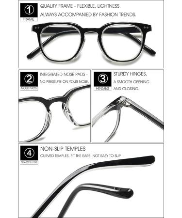 Vevesmundo Anti Blue Light Retro Reading Glasses - Black +1.0 to +4.0 - International Shipping - Buy Online on GoSupps.com