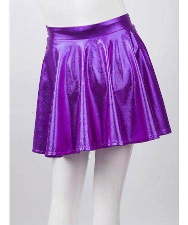 JEATHA Kids Girls Shiny Metallic Pleated Skirt with Built-in Shorts - Purple - Size 14 | Ideal for Ballet, Dance, Party Costume - Buy Online on GoSupps.com