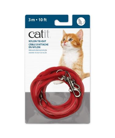 Catit Nylon Cat Tie-Out 10-Feet Red
