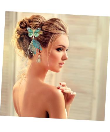 FRCOLOR 2 Pairs Tulle Butterfly Hair Clip Chinese Style Barrettes Hair Clip with Tassel Flower Headdress Snap Barrettes Hair Barrettes Tassel Hairpins Green Leaves Women's Vintage Cloth - Buy Online on GoSupps.com