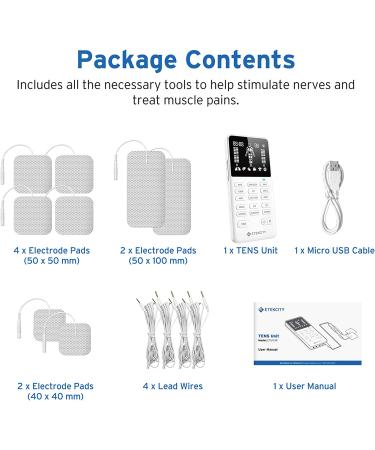 Etekcity TENS Unit Muscle Stimulator with Replacement Pads - Pain Relief, FSA HSA Approved, FDA Cleared, 4 Channels, Rechargeable Electric Pulse Massager - Buy Online on GoSupps.com