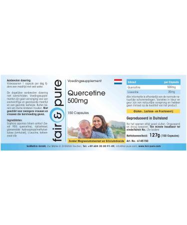 Fair & Pure Quercetin 500mg Vegan Capsules - 150 Count - Buy Online on GoSupps.com