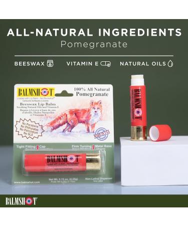 BALMSHOT Lip Balm 4 Pack (100% All-Natural Pomegranate) - Buy Online on GoSupps.com