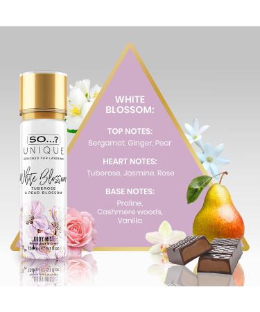 So... Unique White Blossom Body Mist - Floral Vanilla Perfume for Women - Over 800 Sprays Lasting 6 Hours - Ideal Gifts for Women - 5.1 oz (Pack of 2) 5.1 Fl Oz (Pack of 2) White Blossom - Buy Online on GoSupps.com