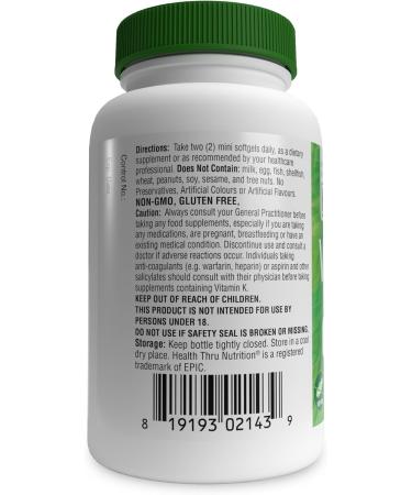 Health Thru Nutrition Vitamin K2 (MK-7) 100mcg 120 Softgels | Menaquinone-7 | Highly Bioavailable K2 Supplement | Non-GMO Soy-Free Gluten-Free - Buy Online on GoSupps.com