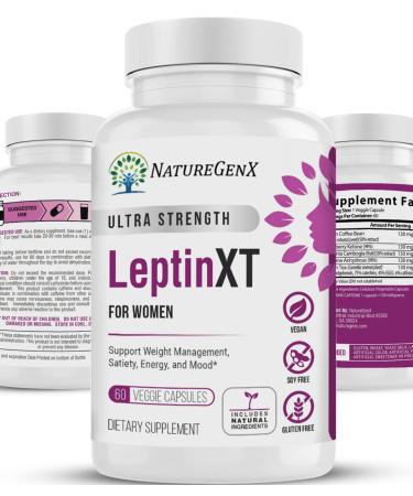 NatureGenX Leptin XT for Women, Extra Strength | Leptin Resistance for Weight Loss & Management, Appetite Suppressant, Metabolism Booster & Fat Burner | Supports Energy & Mood | 60 Capsules