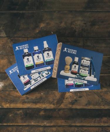 The Bluebeards Revenge Daily Essentials Set Men s 5 piece gift set Original Body Wash Face Scrub Cooling Moisturiser Roll-On Antiperspirant & Flannel - Buy Online on GoSupps.com