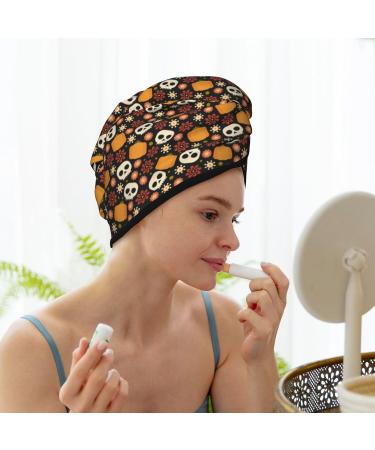 Hair Towel Wrap - Quick Drying Skulls Turban | Best Hair Drying Towel with Button for All Hair Types - Buy Online on GoSupps.com