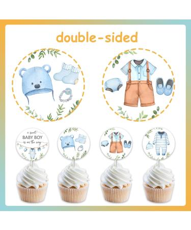 kreat4joy 36pcs Baby Shower Cupcake Toppers Boy Baby Clothes Shower Decorations Boy Baby Shower Cupcake Toppers A Sweet Baby Boy Is On The Way Gender Reveal Birthday Theme Party Supplies Blue - Buy Online on GoSupps.com