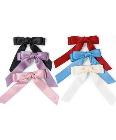 Ouligay 6pcs Tassel Hair Bows with Long Tail - Hair Ribbon Bow Clips for Women and Girls - Buy Online on GoSupps.com