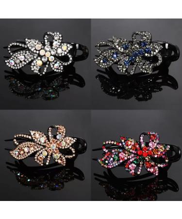 Yusier 4PCS Duckbill Clip Rhinestone Hair Accessory - Floral Diamond Hair Clips for Prom - Buy Online on GoSupps.com