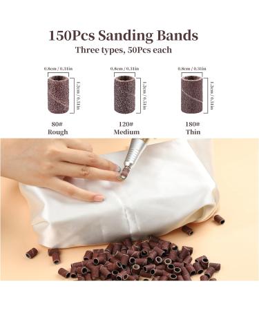 AISEELY Sanding Bands Pack Nail Sanding Bands for Nail Drill Bit 150pcs 80# 120# 180# Grit Electric Nail Drill Sanding Bands for Manicure & Pedicure Each Size 50pcs black - Buy Online on GoSupps.com