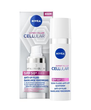 Beiersdorf NIVEA Cellular Expert Filler SPF50+ Daily UV Fluid Serum Skincare with Hyaluronic Acid and SPF Facial Serum with Hyaluron 30ml