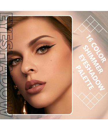 Shimmer Eyeshadow Palette - 16 Colors, Long-Lasting, Highly Pigmented, Waterproof Eye Makeup Palette for Women - Buy Online on GoSupps.com