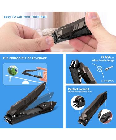 Nail Clippers with Catcher - Heavy Duty Stainless Steel Nail Cutter for Men, Women, Seniors - Professional Self-Collecting Toenail Clippers in Black - Buy Online on GoSupps.com