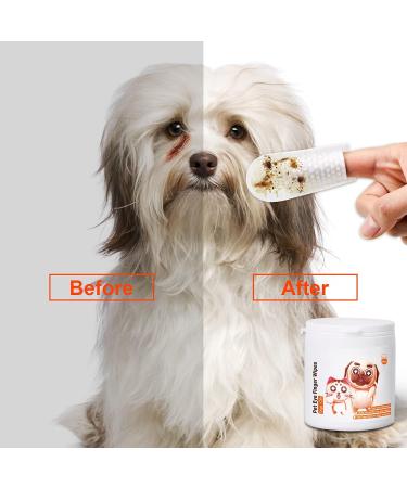 Kullloomii Eye Care Finger Pads for Dogs & Cats - 100 Pieces Tear Stain Remover & Gentle Eye Cleaner - Buy Online on GoSupps.com