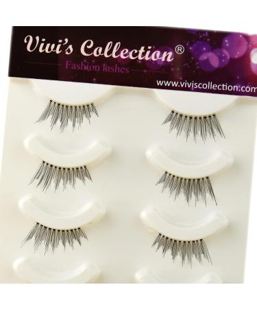 Vivis 5 Pairs Half False Corner Eyelashes Natural Handmade Wispy Clear Soft Band Black Fake Eye Lashes V318 - Buy Online on GoSupps.com