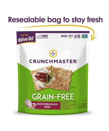 Crunchmaster Grain Free Crackers - Mediterranean Herb 3.54 oz | Gluten-Free Snack - Buy Online on GoSupps.com
