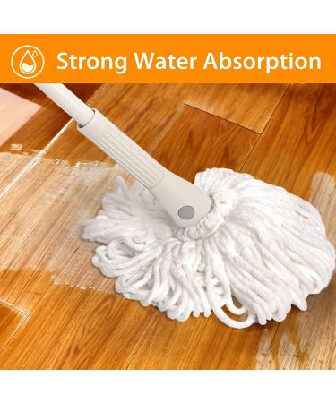 ZUBULUN Self Wringing Twist Mop Set | 2 Reusable Heads | 51 Long Handle | Top Scouring Pad | Wet Mops for Hardwood, Vinyl, Tile | White - Buy Online on GoSupps.com
