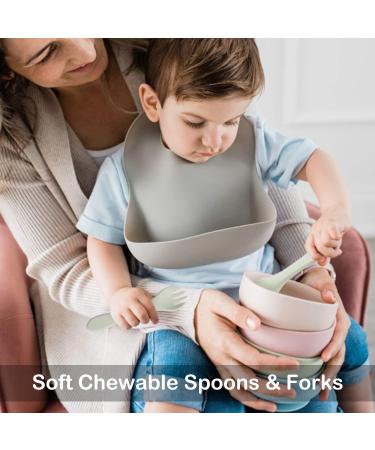 Soft Silicone Baby Feeding Forks and Spoons Set | BPA Free Cutlery for Infants | 4 Piece Pack (Light Green) - Buy Online on GoSupps.com