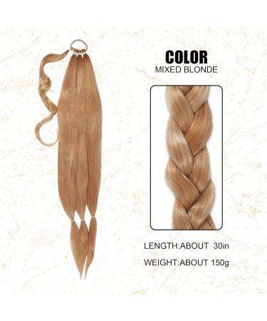 NICENEEDED Artificial Long Braided Ponytail Extension Synthetic Fluffy Natural Soft Pony Tail Piece Gold Braiding Wrap Around Hair Extensions for Women and Girls - Buy Online on GoSupps.com