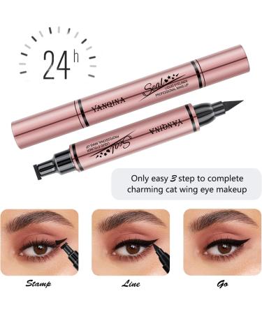 FITDON 3PCS Double-sided Liquid Eyeliner Stamp Waterproof Smudge-proof Long Lasting Wing Eye Liner Star Heart Seal Stamp Makeup Tool 1 count (Pack of 3) - Buy Online on GoSupps.com