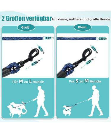 Snagle PAW Double Dog Leash - No Tangle 360 Leash for Small & Medium Dogs | Reflective Easy Control for 2 Dogs | Black & Blue 8mm (0-13 kg) - Buy Online on GoSupps.com