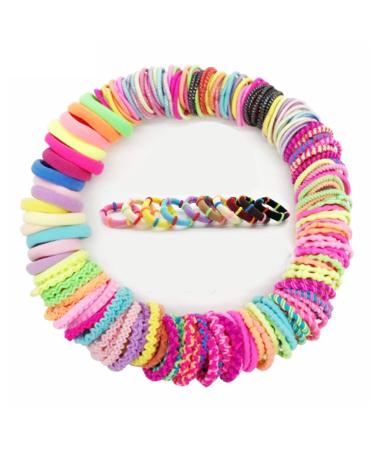 Elastic Hair Bobbles Elastic Hair Ties for Girls Hair Ties Girls 100 Pieces Multi-Coloured Small