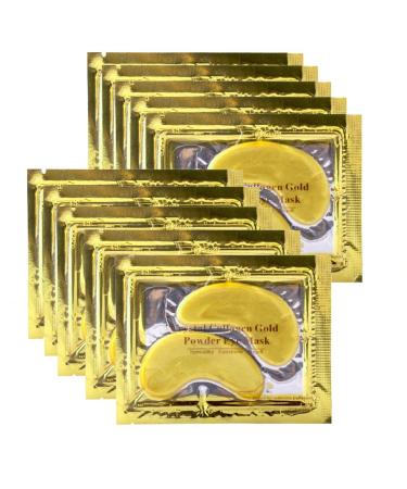 10 pairs (20 pieces) of Crystal collagen eye mask smooth wrinkles for eye skin care no dark circles / Collagen EYE MASK Gel Anti-Wrinkle Dark Circle Crystal Bag (10 pairs  gold) 10 pairs Gold