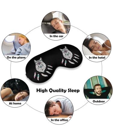 Watercolor Wolf Dreamcatcher Sleep Mask - Adjustable Eye Cover for Sleeping, Blocking Light - Men, Women - Ideal for Night, Travel, Nap - Buy Online on GoSupps.com