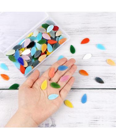 Aunifun Flat Glass Mosaic Tiles 150 pcs - Stained Glass Waterdrop Gems for DIY Crafts and Home Decoration - Buy Online on GoSupps.com