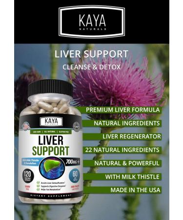 Kaya Naturals Liver Support Capsules with Milk Thistle and Dandelion Root - 60 Count - Detox Cleanse and Gut Health Supplements for Women and Men - Buy Online on GoSupps.com