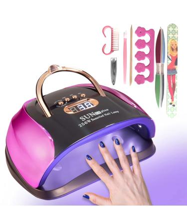 UV Gel Nail Lamp 256W Fast Gel Nail Polish Professional Dryer Nail Curing Light with 4 Timer Setting and 57 Lamp Beads Auto Sensor for Fingernail & Toenail(Comes with 7 Free Gifts)