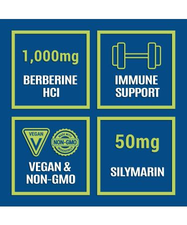 High Dose Berberine HCL 1000mg - 2 Pack | Berberine & Milk Thistle Extract for Heart & Liver Health | 120 Vegan Capsules - Buy Online on GoSupps.com