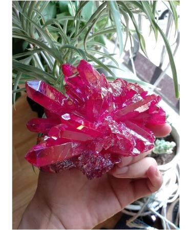 Natural Crystal Rough Light Red Aura Quartz Crystal Titanium Bismuth Silicon Cluster Rainbows Natural Stones and Minerals - Buy Online on GoSupps.com