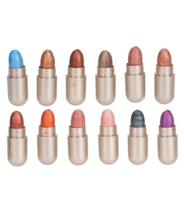 Jauarta 12 Colors Capsule Eyeshadow Palette Glitter High Pigmented Long Lasting Capsule Eye Shadow Sticks for Makeup