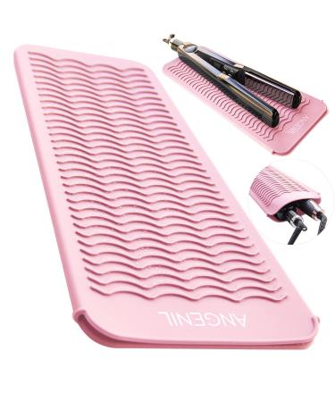 ANGENIL Heat Resistant Silicone Mat Pouch For Flat Iron Hair Straighteners Hair Curler Hairdryer Curling Iron Wand Tongs Airwrap Hair Crimpers Styling Appliances Gifts For Women Food Grade Blush
