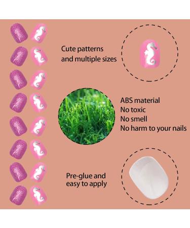 Siusio 120pcs Children Acrylic Fake Nails - Press On Glitter Gradient Nail Art Kits for Girls - Mermaid Beach Series - Buy Online on GoSupps.com
