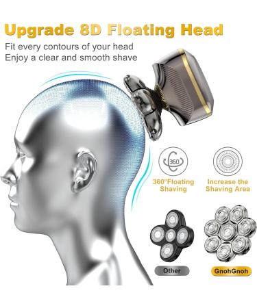 Elestyle 5-in-1 Bald Shaver for Men - Waterproof Electric Head Razor with 8 Rotating Heads Beard & Nose Hair Trimmer Kit - Buy Online on GoSupps.com