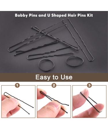 Wokape 380 Pieces Black Bobby Pins & U-Shaped Hair Pins with Mini Hair Ties - Essential Hair Accessories for Girls & Women | International Shipping Available - Buy Online on GoSupps.com