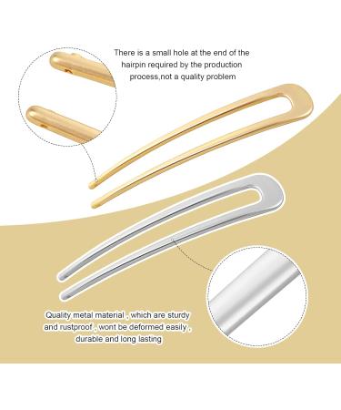 6 Pieces Gold French Hair Pin Simple French U Shaped Hair Pins Metal Hair Pin 4 Inch Large French Hair Pin Gold Silver Hair Fork Stick 2 Prong Updo Chignon Hair Pin for Women Buns Hair Accessories - Buy Online on GoSupps.com
