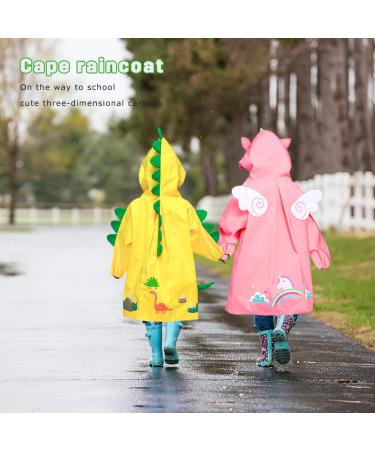 Barakara Kids Waterproof Rain Poncho - Lightweight Hooded Rain Jacket with Reflective Safety - Yellow B XL - Buy Online on GoSupps.com