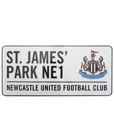 Newcastle United FC Stadium Metal Street Sign St James Park (40 x 18 cm) (White) 16 x 7in White